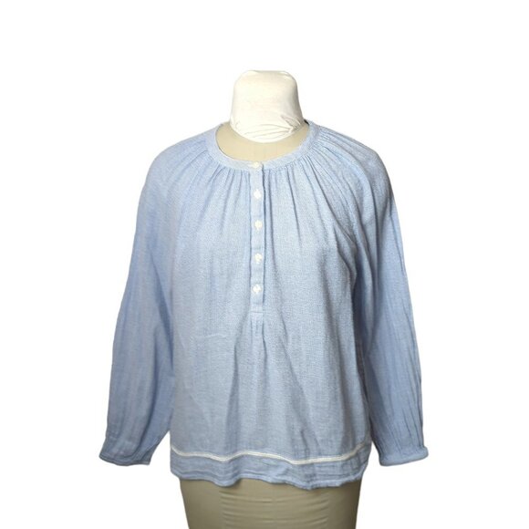 Lucky Brand Woven Half Button Boho Blouse - Picture 2 of 7